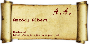 Aszódy Albert névjegykártya