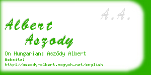 albert aszody business card